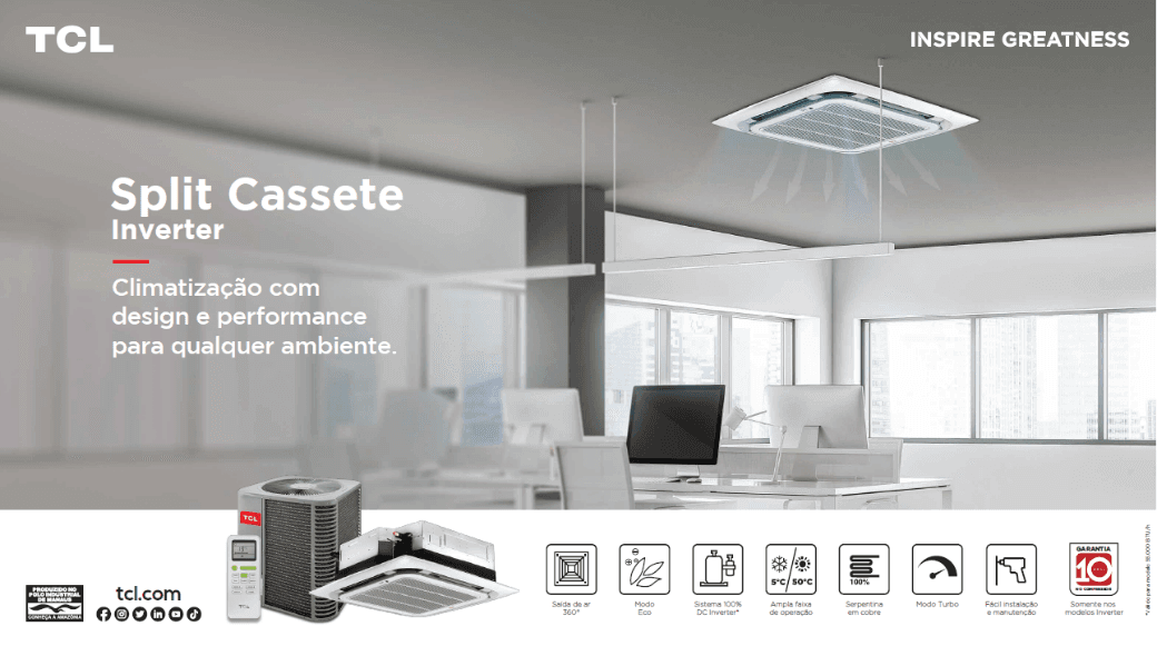 Chega ao mercado brasileiro o condicionador de ar Split Cassete Inverter da TCL