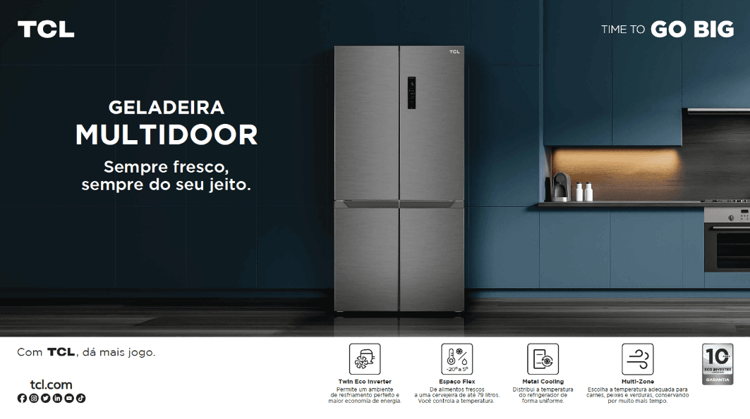Chega ao mercado brasileiro geladeira Multidoor da TCL com tecnologia Twin Eco Inverter