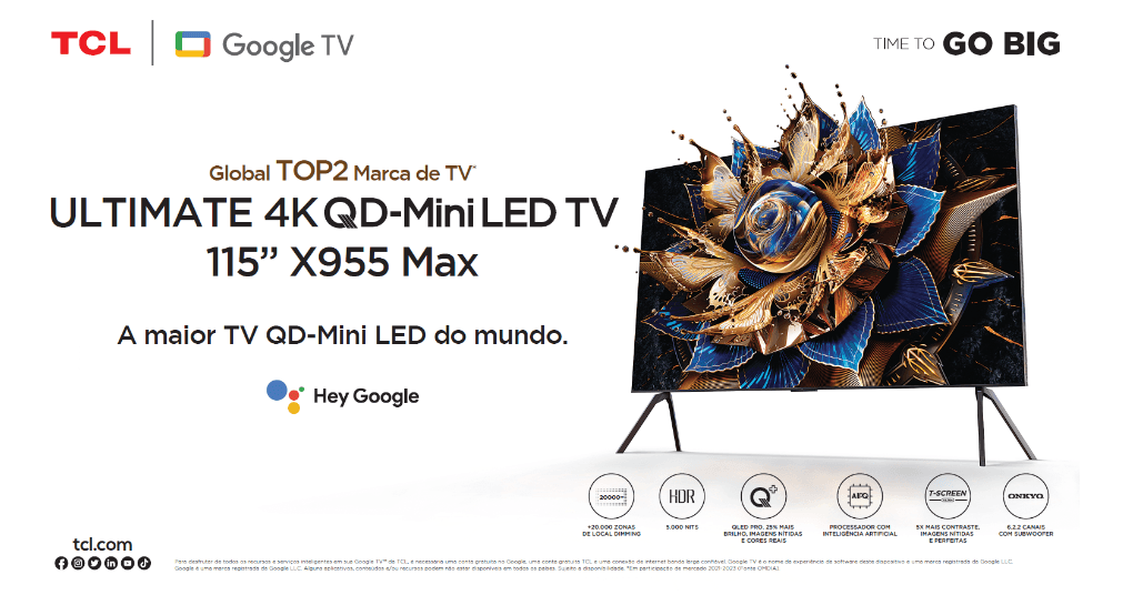 Chega a X955 Max de 115&#8243; da TCL &#8211; maior TV QD-Mini LED do mundo